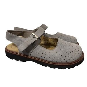 Simple Mary Jane Slingback‎ Clogs Women 8.5 Gray Calamity Suede Academia Comfort
